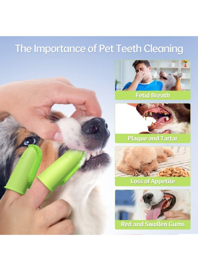 مجموعة قطعتين من أسنان أصابع الحيوانات الأليفة ، فرشاة أسنان الكلب مع 135 درجة ملفوفة حول الشعيرات للأسنان ، فرشاة أسنان أصابع الحيوانات الأليفة مناسبة لرعاية الأسنان للجراء والقطط والكلاب الصغيرة (الوردي والخضراء) - Image 2