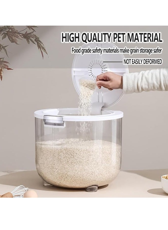 Arabest - 20Lb Rice Container Clear Rice Dispenser Airtight Pet Food Storage Container with Measuring Cup, For Pet Food, Nuts, Beans, Flour, Grains Dog Food Storage Container Bin (White) - Image 1
