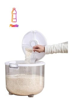 20Lb Rice Container Clear Rice Dispenser Airtight Pet Food Storage Container with Measuring Cup, For Pet Food, Nuts, Beans, Flour, Grains Dog Food Storage Container Bin (White)