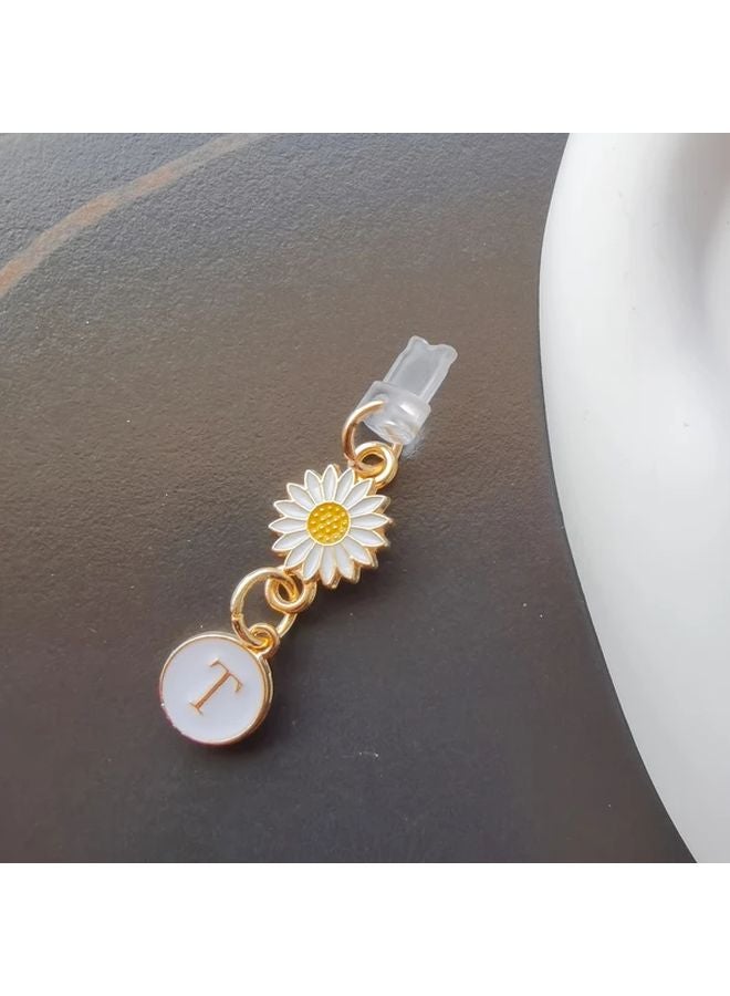Creative Daisy Sunflower Letter T Phone Dust Plug Pendant For iPhone Interface - Image 1