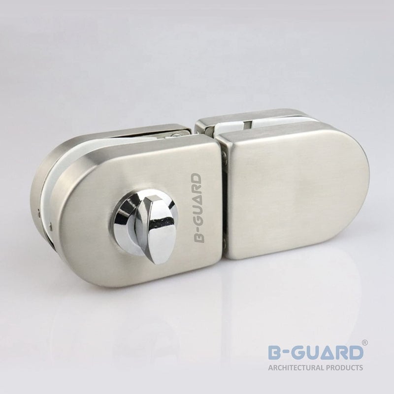 B-GUARD BGUARD Glass to Glass Door Lock No Need for Glass Cut Outs with Strike Box in Stainless Steel Grade 304 Satin New Finish Silver - Image 3