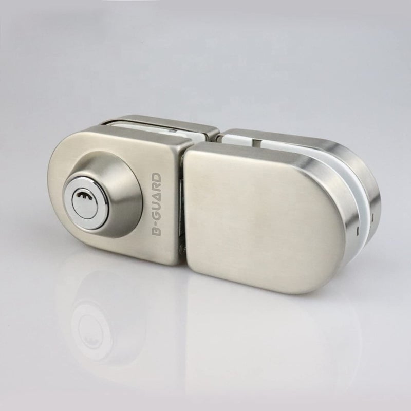 B-GUARD BGUARD Glass to Glass Door Lock No Need for Glass Cut Outs with Strike Box in Stainless Steel Grade 304 Satin New Finish Silver - Image 1
