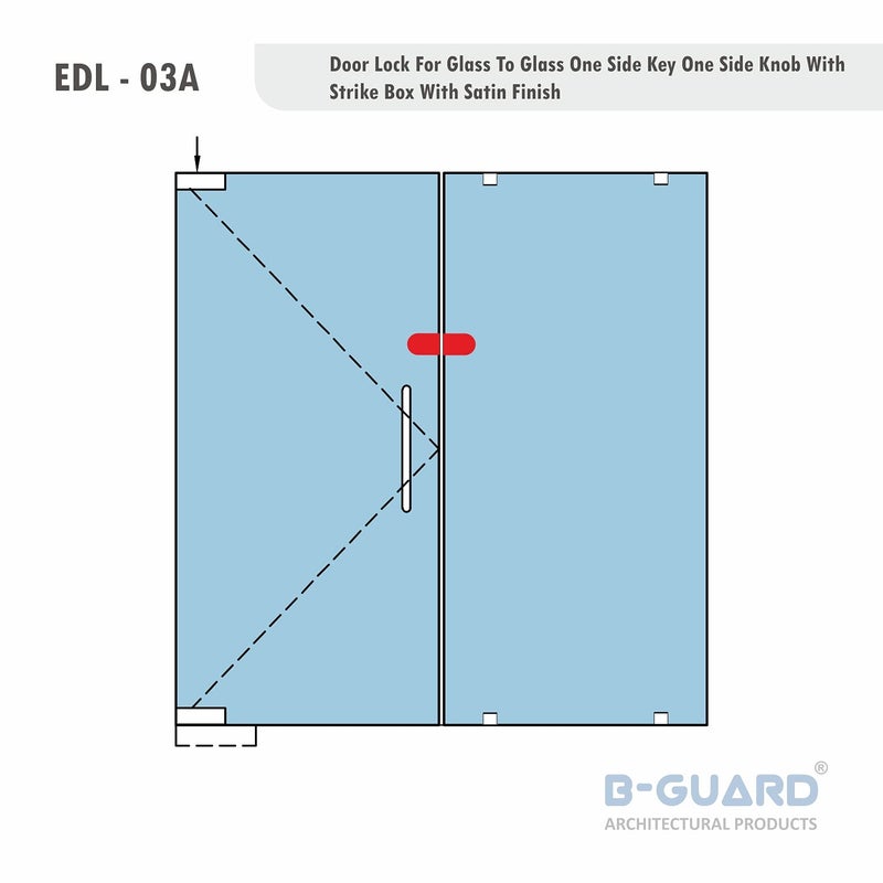 B-GUARD BGUARD Glass to Glass Door Lock No Need for Glass Cut Outs with Strike Box in Stainless Steel Grade 304 Satin New Finish Silver - Image 5