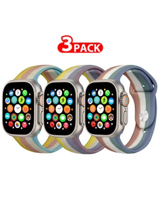 3 Pack For Apple Watch Band 49mm 45mm 44mm 42mm Stripe Silicone Replacement Band for iWatch Ultra2 Ultra Series 9/8/7/SE/6/5/4/3/2/1 - pzsku/ZB53D38D83CA5D6452E74Z/45/_/1700041216/5fbc8fa2-1d14-4f64-b221-e95706822750