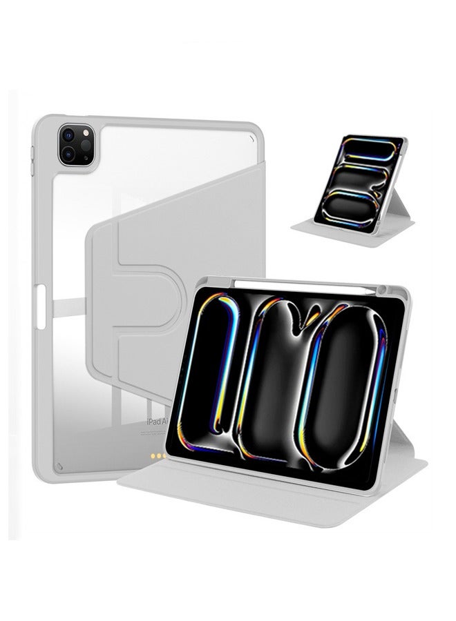 Case for  iPad Air 6th/7th 11 inch (24/25) / ipad Pro 11 inch (22/21/20/18) / ipad Air 4th/5th 10.9 inch（20/22），Tablet Protective Case With Pen Slot, Acrylic 360 ° Rotating Design, Automatic Wake-up/sleep, Soft Leather，Grey - Image 1