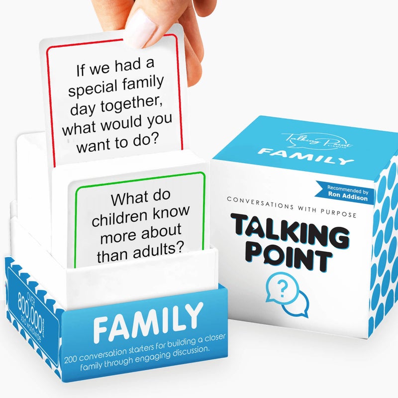TALKING POINT CARDS 200 Family Conversation Cards - Put Down The Phones & Connect with Family - Get to Know Each Other Better with Meaningful Talk - Let Kids Express Themselves, Great for Dinner Table & Road Trips - Image 1