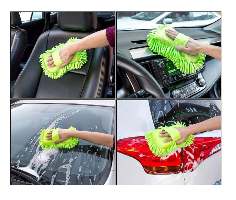 Winberg ® Car Cleaning Combo Pack Microfiber Towel 3 pcs 1 Carpet Brush 1 Washing Scurb Microfibre Gloves full Interior and Exterior Cleaning Kit - CarCLNG06 - Image 2