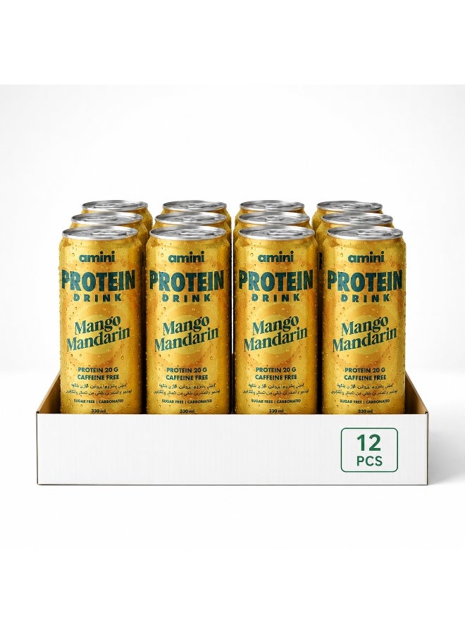 dovember Amini Protein Drink Mango Mandarin Sugar Free 330 * 12 ml - Image 1