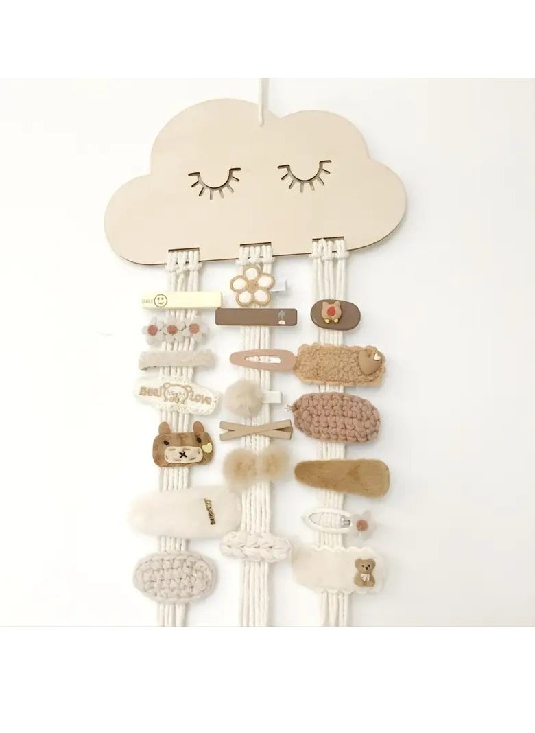 Gonice DIY Cloud Wooden Chip Hair Clips Storage, With 6 Storage Rope Convenient Storage Hair Clips Jewelry Gifts  - Image 1