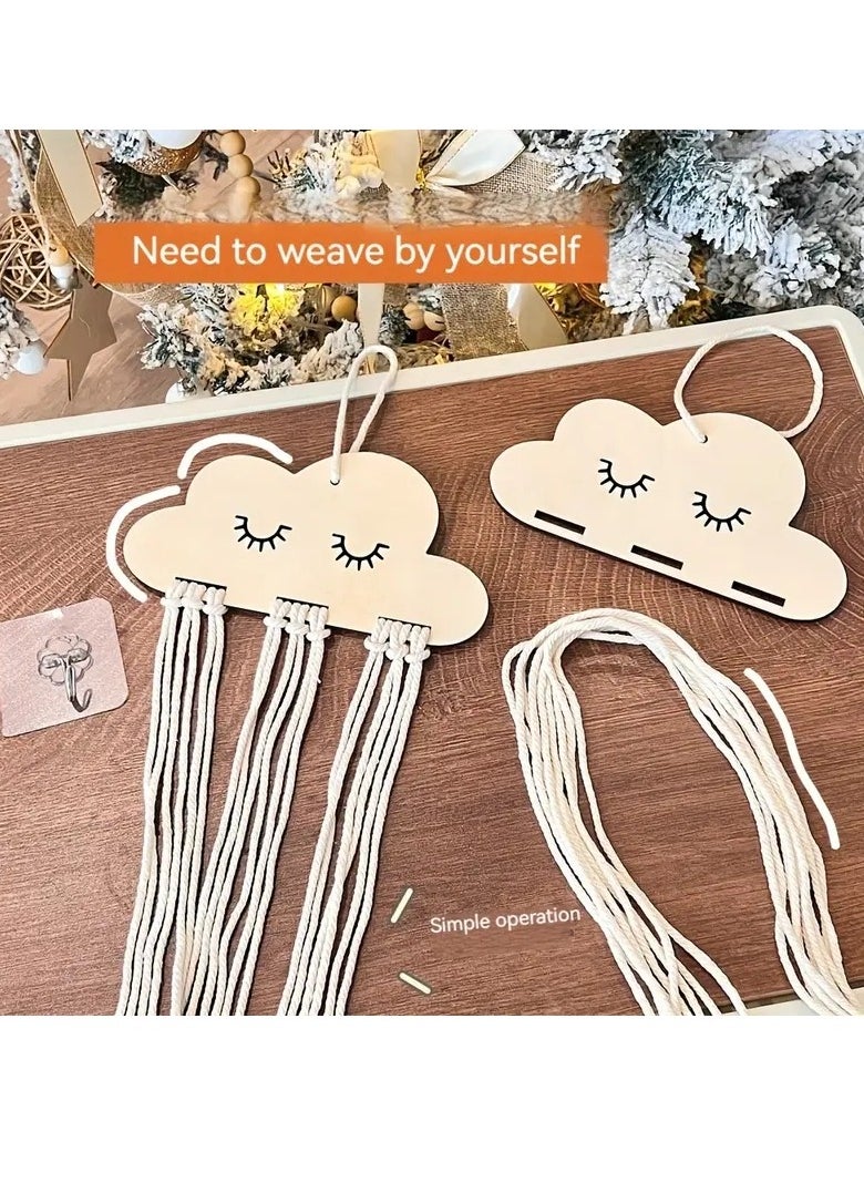 Gonice DIY Cloud Wooden Chip Hair Clips Storage, With 6 Storage Rope Convenient Storage Hair Clips Jewelry Gifts  - Image 3