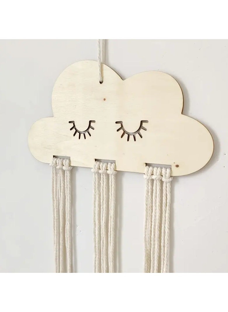 Gonice DIY Cloud Wooden Chip Hair Clips Storage, With 6 Storage Rope Convenient Storage Hair Clips Jewelry Gifts  - Image 2