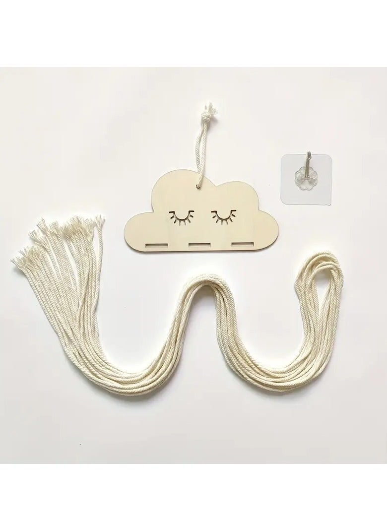 Gonice DIY Cloud Wooden Chip Hair Clips Storage, With 6 Storage Rope Convenient Storage Hair Clips Jewelry Gifts  - Image 5