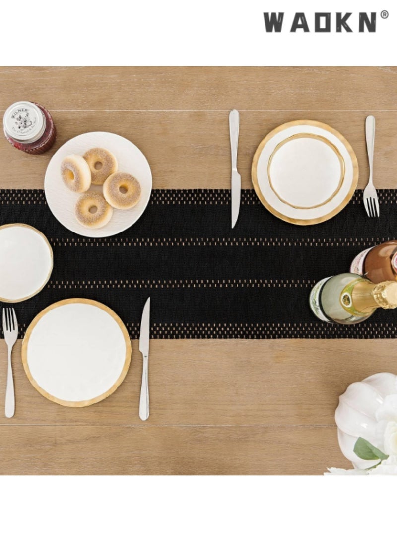 WAOKN Black Table Runner with Knotted Tassels, Elegant Table Scarf for Dining Tables, Adds a Luxurious Touch to Your Home Decor, Ideal for Everyday Use and Special Occasions, 30*183 cm - Image 5
