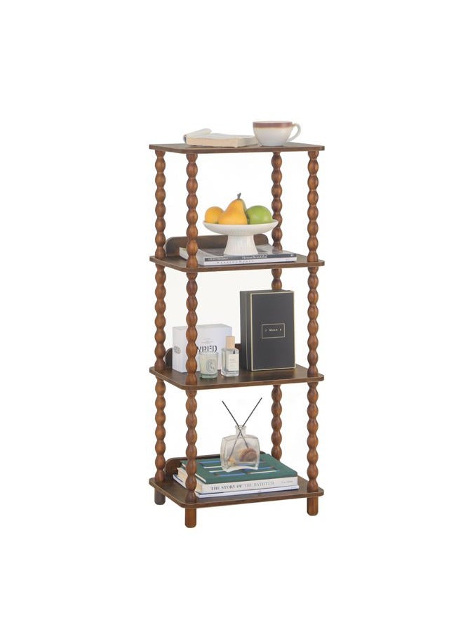 Fultyle Book Shelf, 4-Tier Bookshelf with Storage, Small Bookcase Display Shelves for Small Spaces, Bedroom, Living Room and Office with Solid Wood Legs (Rustic Brown) - Image 1