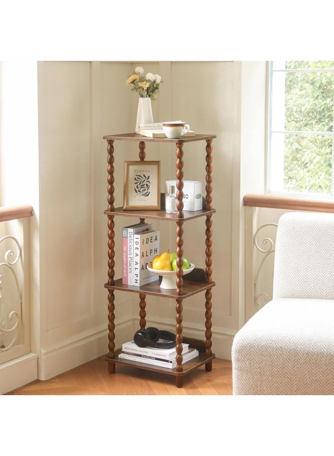 Fultyle Book Shelf, 4-Tier Bookshelf with Storage, Small Bookcase Display Shelves for Small Spaces, Bedroom, Living Room and Office with Solid Wood Legs (Rustic Brown) - Image 5