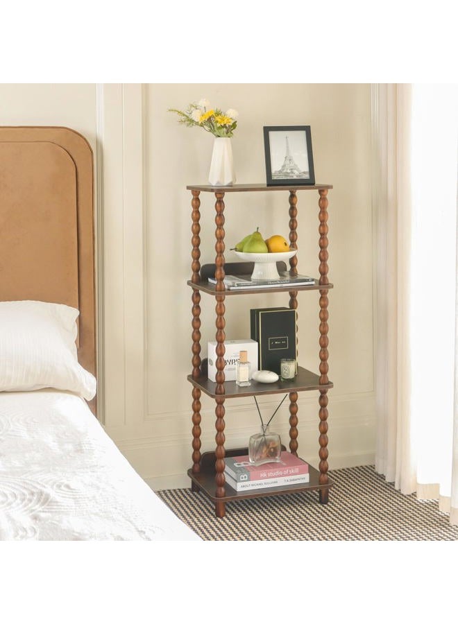 Fultyle Book Shelf, 4-Tier Bookshelf with Storage, Small Bookcase Display Shelves for Small Spaces, Bedroom, Living Room and Office with Solid Wood Legs (Rustic Brown) - Image 2