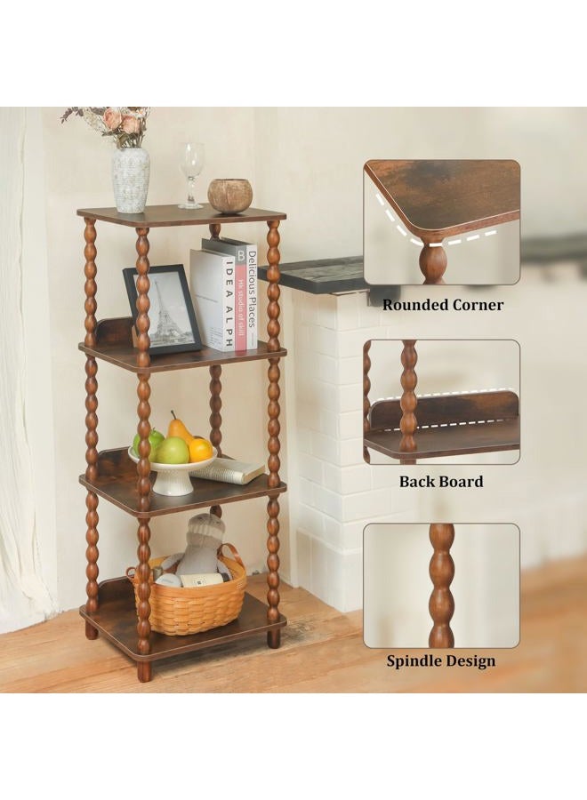 Fultyle Book Shelf, 4-Tier Bookshelf with Storage, Small Bookcase Display Shelves for Small Spaces, Bedroom, Living Room and Office with Solid Wood Legs (Rustic Brown) - Image 4