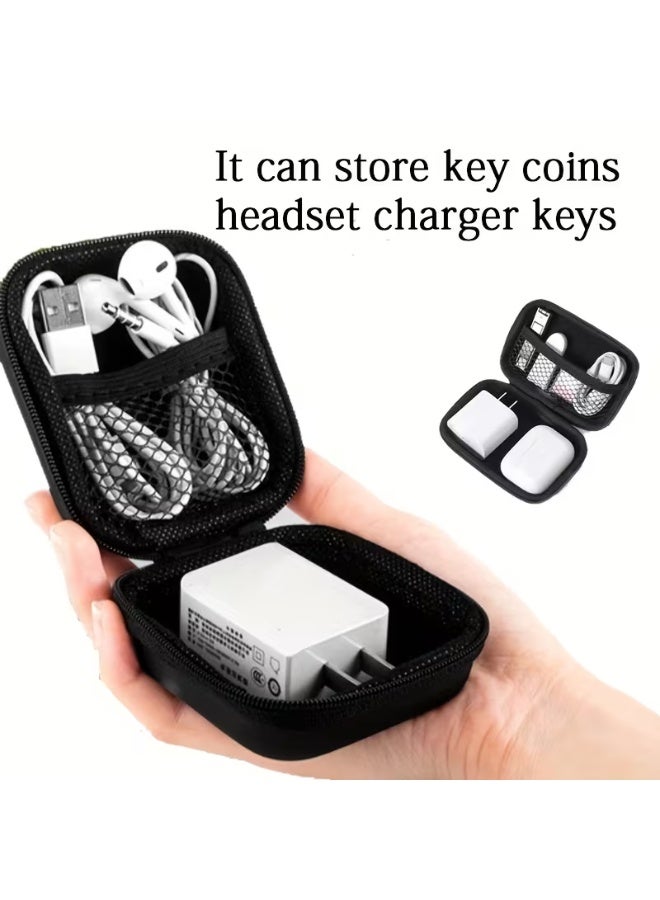 aeen 2PCS Orange EVA Zippered Organizer Pouches with Compartments – Portable Travel Storage Cases for Earphones, Chargers, Cables, Keys, Coins & Jewelry - Image 5