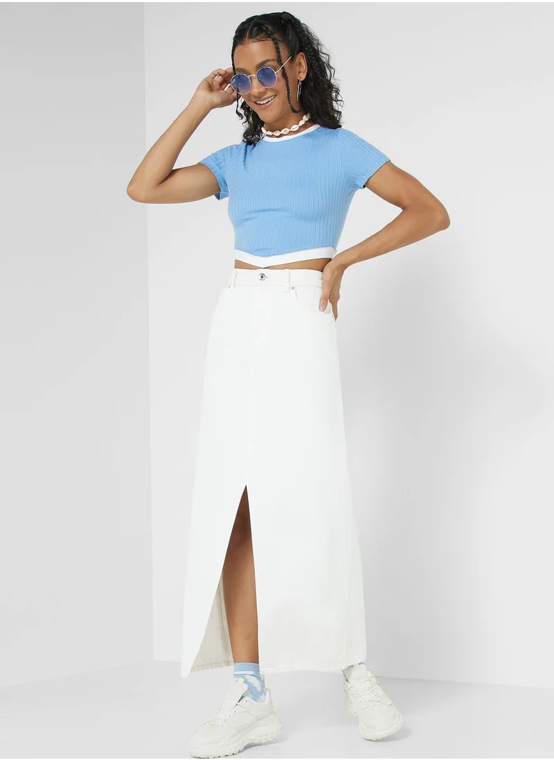 Ginger Contrast Hem Ribbed T-shirt