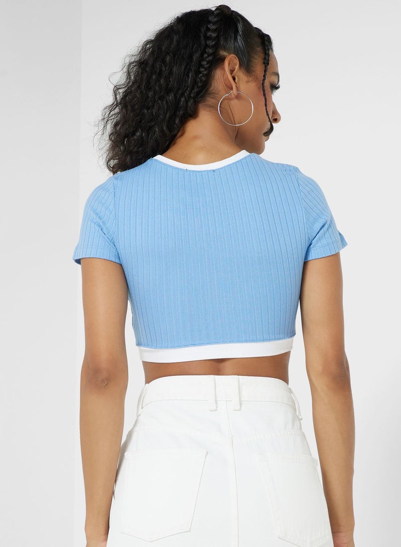Ginger Contrast Hem Ribbed T-shirt - Image 2