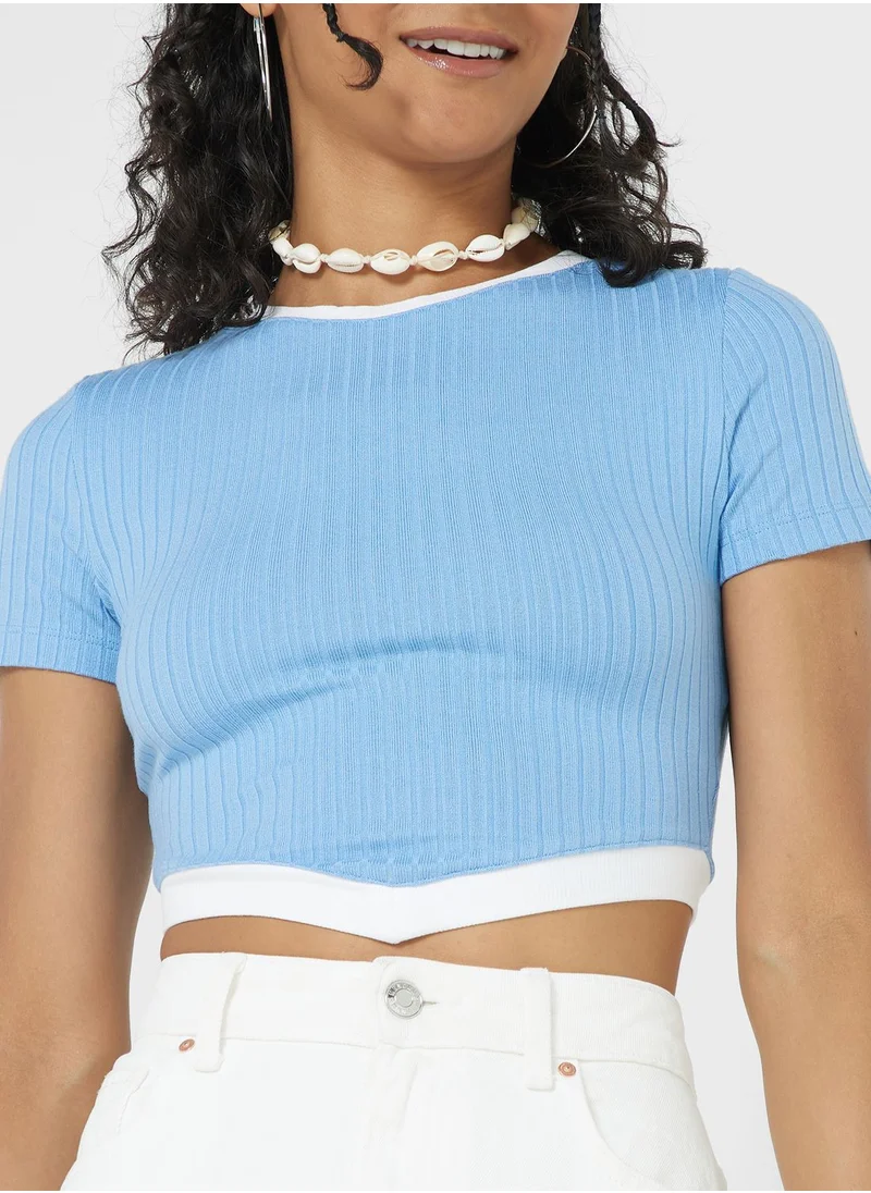 Ginger Contrast Hem Ribbed T-shirt