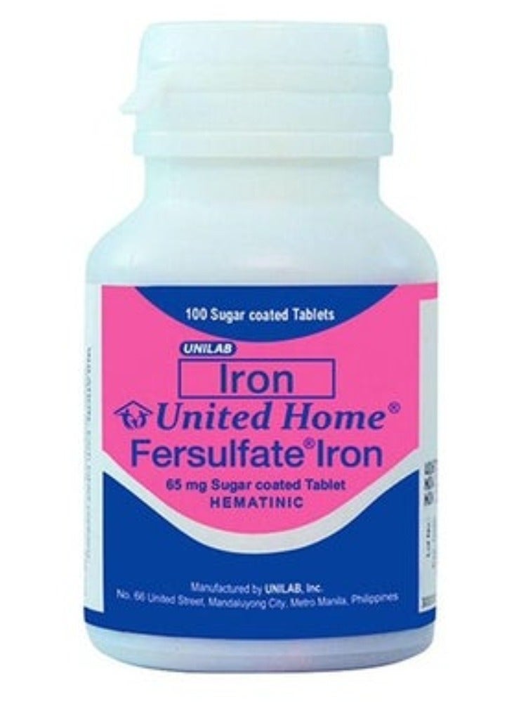 United Home Fersulfate Iron Suger Coated 100 Tablets