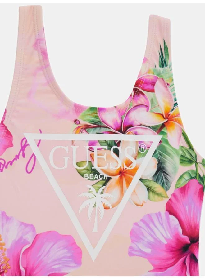 Guess Hibiscus Oasis Youth Printed One Piece Swimsuit for Women | Best Price UAE