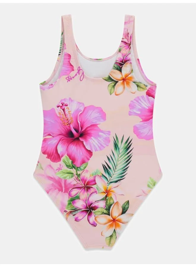 Guess Hibiscus Oasis Youth Printed One Piece Swimsuit for Women | Best Price UAE