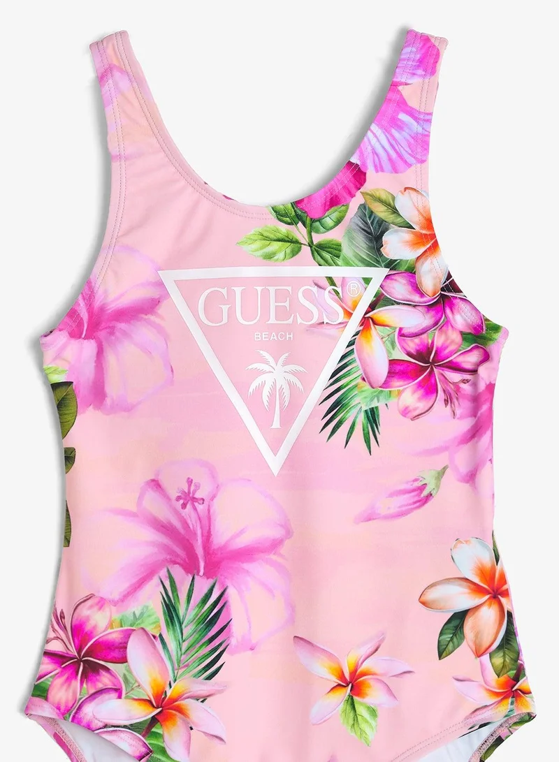 Guess Hibiscus Oasis Youth Printed One Piece Swimsuit for Women | Best Price UAE