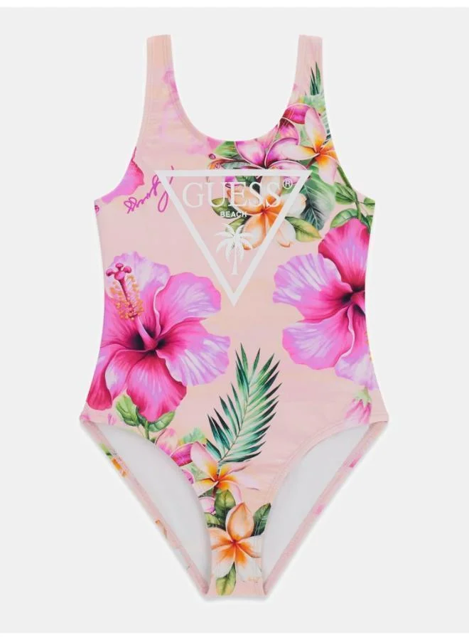 Guess Hibiscus Oasis Youth Printed One Piece Swimsuit for Women | Best Price UAE