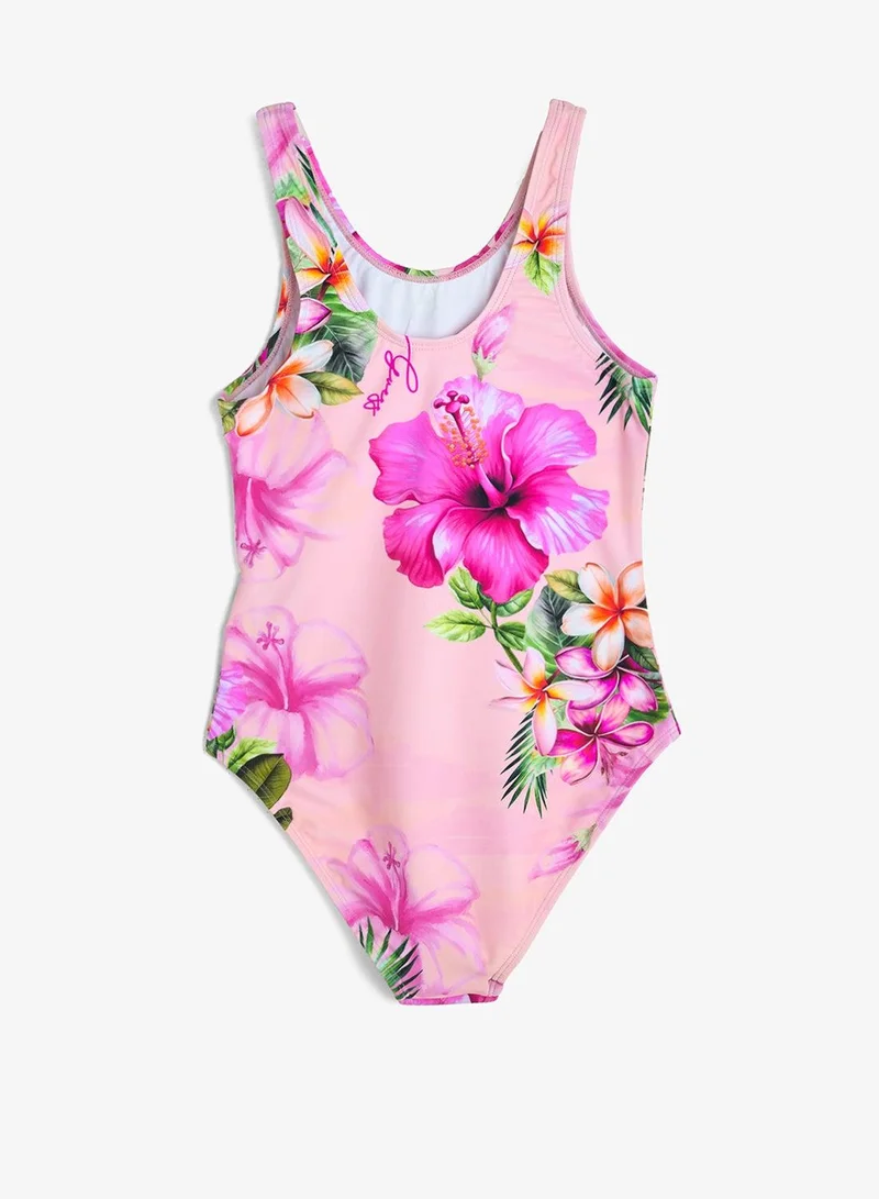Guess Hibiscus Oasis Youth Printed One Piece Swimsuit for Women | Best Price UAE