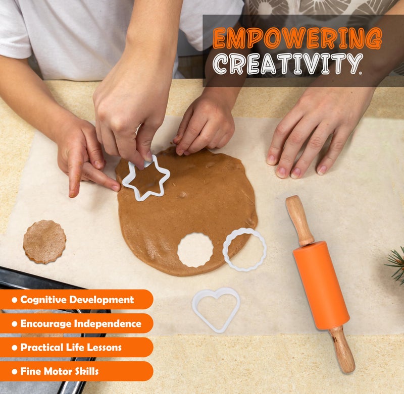 PERLLI Kids Real Cooking Set for Cooking and Baking - 31 Pc. Gift for Junior Chef with Real Utensils, Case & Safe Kids Knife Set for Boys & Girls - Fine Motor Skills & Fun for Children Ages 6+, Orange - Image 5