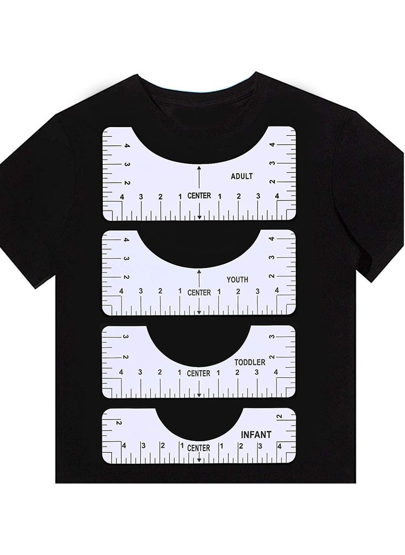 Generic - Tshirt Ruler T Shirt Alignment Tool Acrylic T-Shirt Ruler Guide to Center Designs for Vinyl and HTV Alignment Tool (Style B- 4PCS) - Image 1