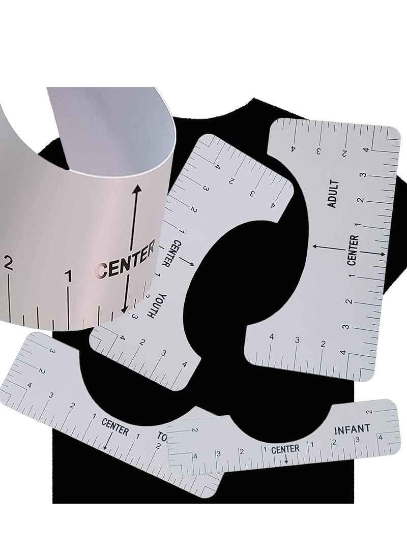 Generic - Tshirt Ruler T Shirt Alignment Tool Acrylic T-Shirt Ruler Guide to Center Designs for Vinyl and HTV Alignment Tool (Style B- 4PCS) - Image 1