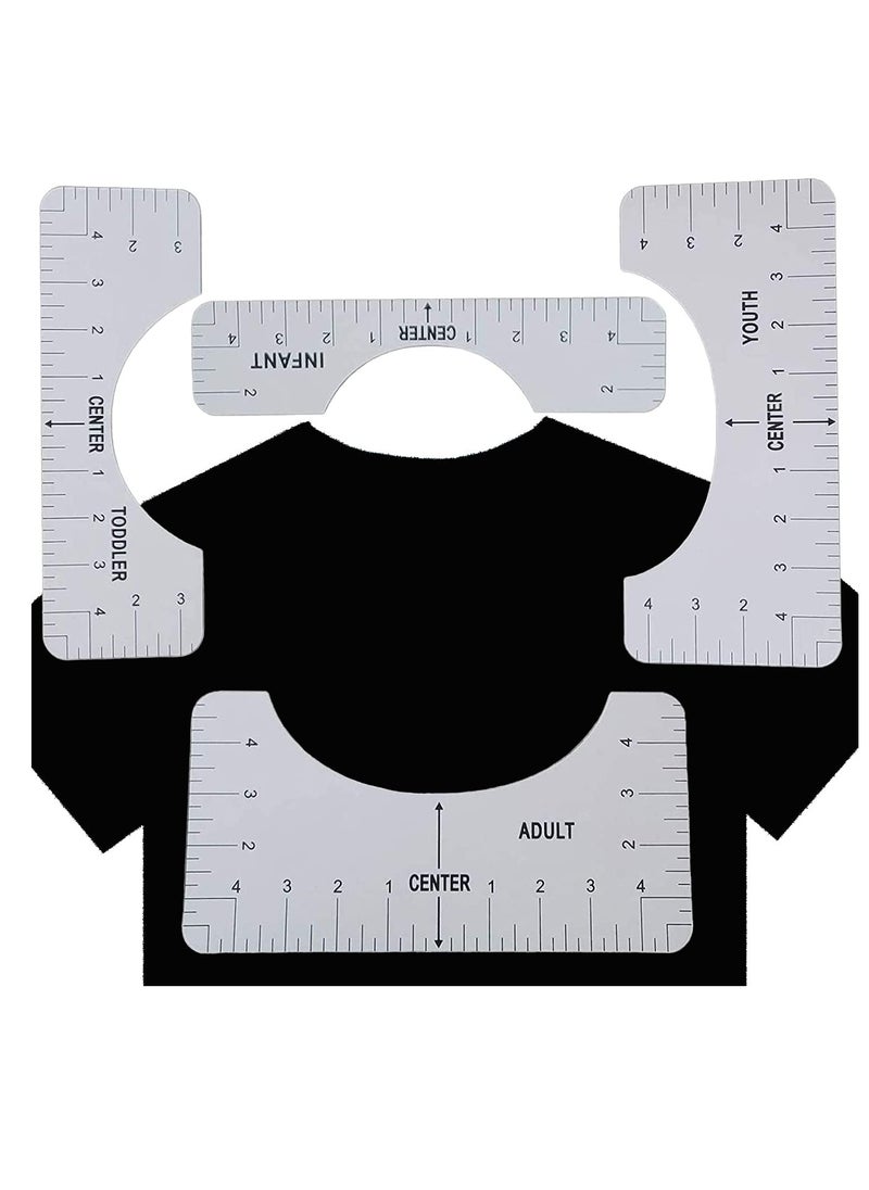 Generic - Tshirt Ruler T Shirt Alignment Tool Acrylic T-Shirt Ruler Guide to Center Designs for Vinyl and HTV Alignment Tool (Style B- 4PCS) - Image 1