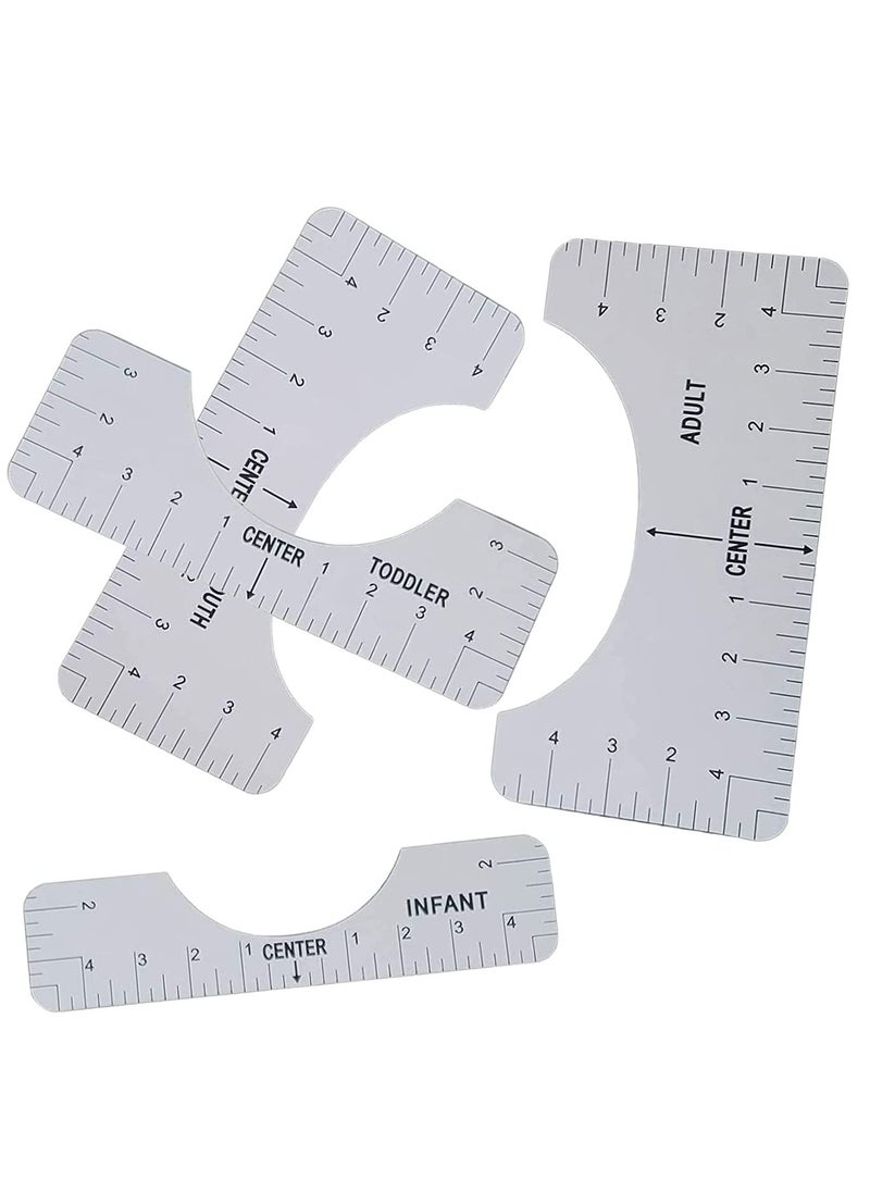 Generic - Tshirt Ruler T Shirt Alignment Tool Acrylic T-Shirt Ruler Guide to Center Designs for Vinyl and HTV Alignment Tool (Style B- 4PCS) - Image 1