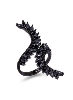 Lavencious Cocktail Fashion Ring Size Adjustable From 6-8.5 Cz Marquise Shape Jewelry For Women (Black)  - Image 1