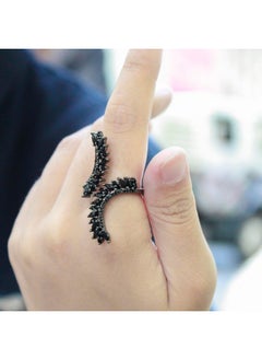 Lavencious Cocktail Fashion Ring Size Adjustable From 6-8.5 Cz Marquise Shape Jewelry For Women (Black)  - Image 2