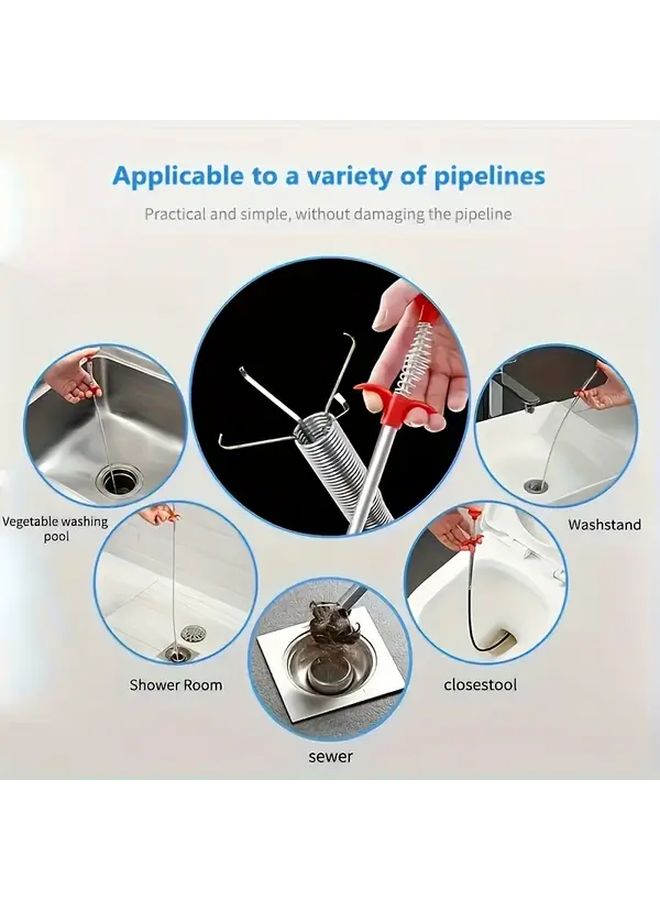 مكبس مرحاض بـ 4 مخالب مع مقبض مريح، طول قابل للتعديل، معدني متين لتنظيف المصارف - Image 4