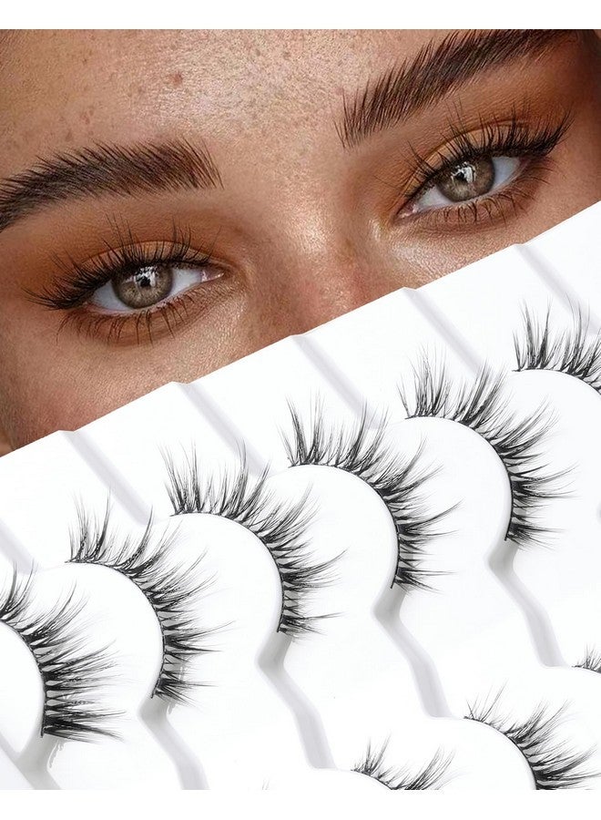 Onlyall Natural Lashes Wispy Lashes Natural Look False Eyelashes Natural Flared Eyelashes False Eye Lashes Soft Fluffy Lashes 7 Pairs D13 Sexy Cat Eye-10Mm - Image 1