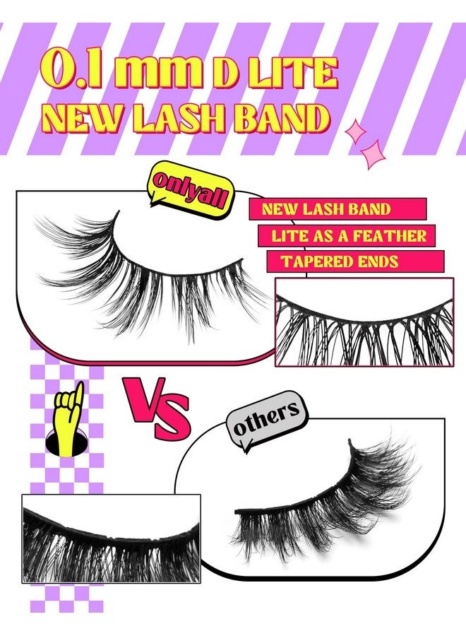 Onlyall Natural Lashes Wispy Lashes Natural Look False Eyelashes Natural Flared Eyelashes False Eye Lashes Soft Fluffy Lashes 7 Pairs D13 Sexy Cat Eye-10Mm - Image 3