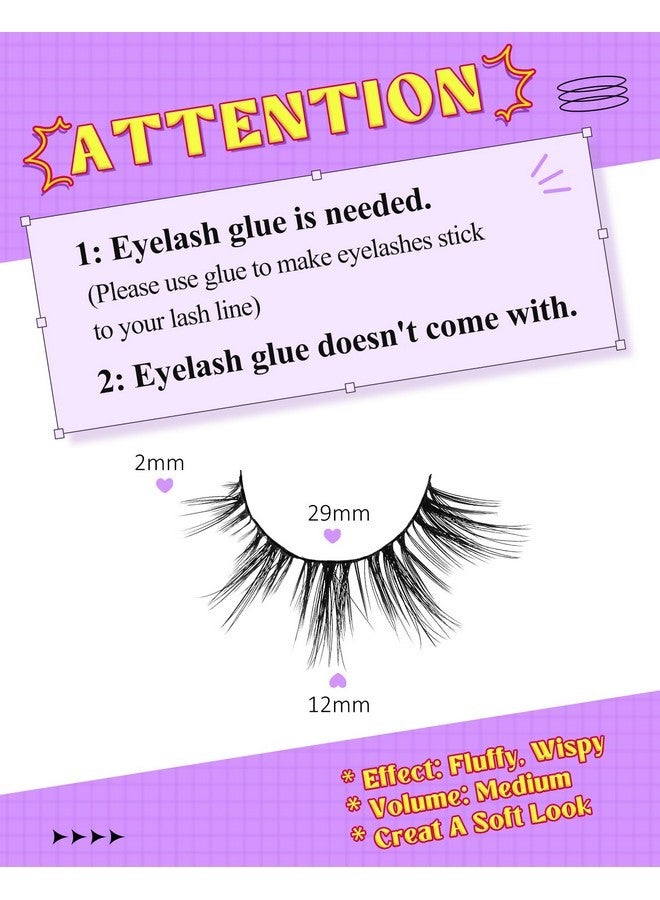 Onlyall Natural Lashes Wispy Lashes Natural Look False Eyelashes Natural Flared Eyelashes False Eye Lashes Soft Fluffy Lashes 7 Pairs D13 Sexy Cat Eye-10Mm - Image 2