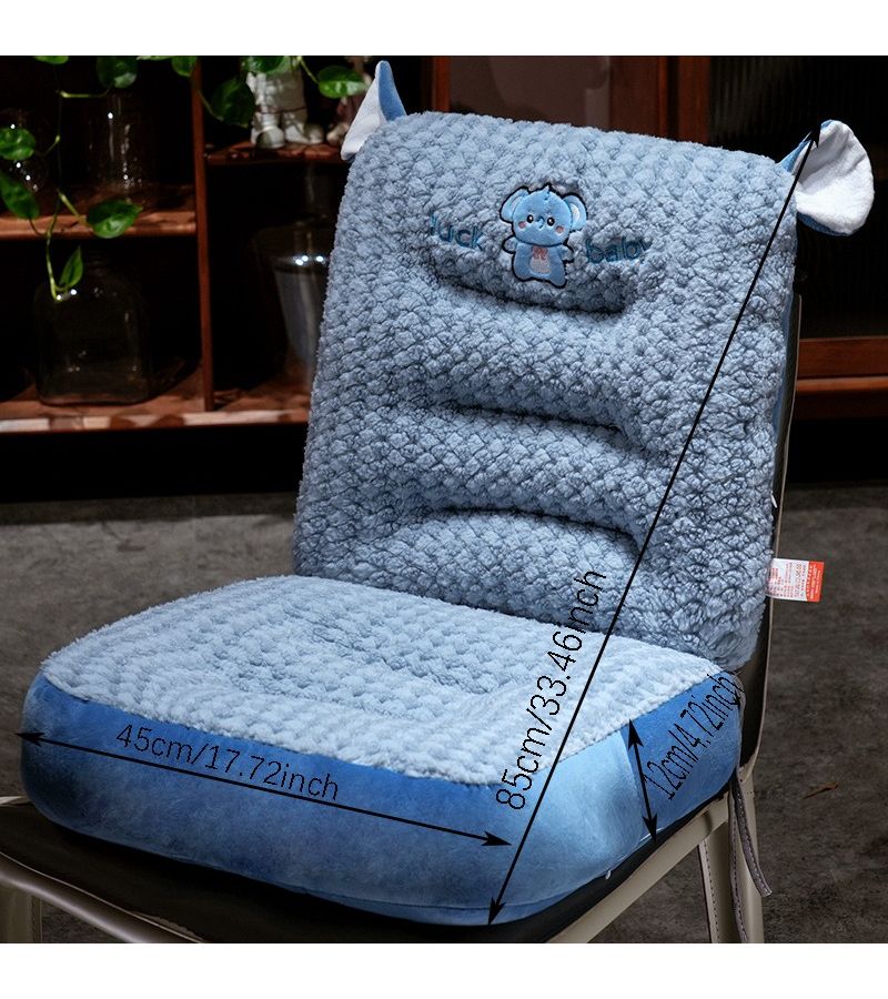 Thickened Seat Cushion For Sofa Or Chair Detachable Split Design With Lumbar Support Non-Slip Suitable For Office Chair Long Sitting Balcony Or Bay Window Blue Elephant - Image 3