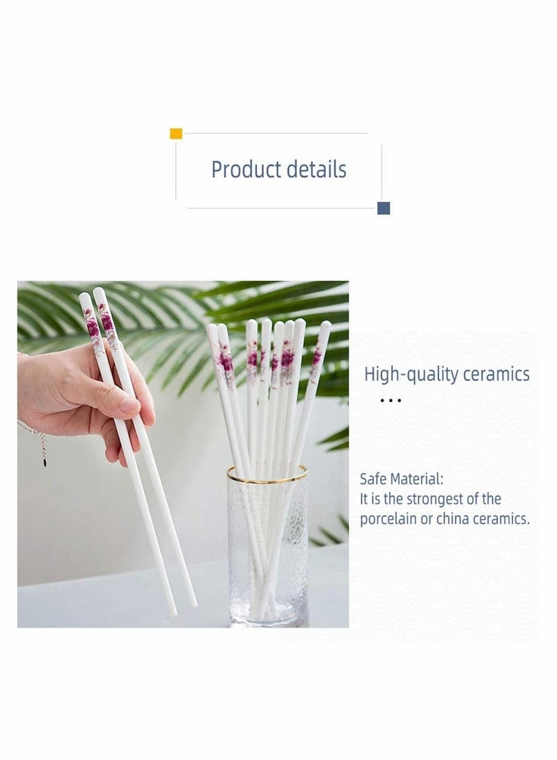 Y&D 5 Pairs Porcelain Chopsticks - Reusable Dishwasher Safe, 9 1/2 Inches (Peacock blue)  - Image 5