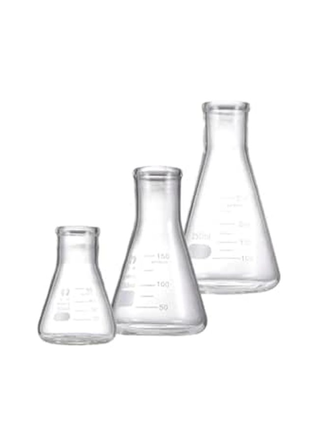 Thickened Glass Erlenmeyer Flask Set 3pcs 50ml 150ml 250ml For Laboratory Chemistry Experiments - Image 1