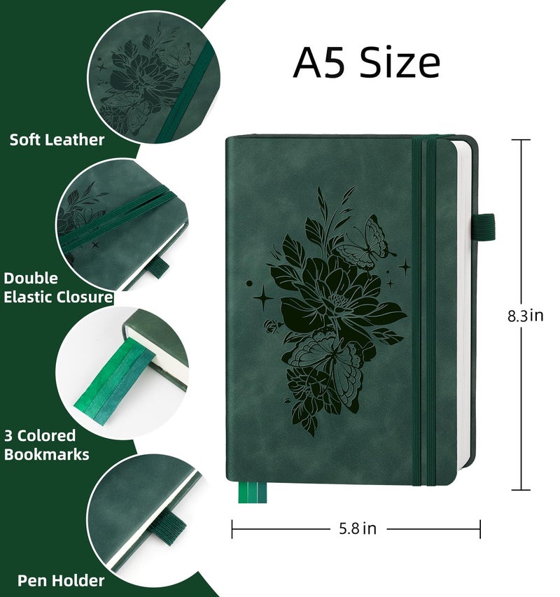 ALKALO Lined Journal Notebook 365 Pages  A5 Leather Journals For Writing Women & Men  Hardcover Notebook With 100Gsm Thick Paper  Daily Journal Notebook For Travel  Work  School  Note Taking  College Ruled - Image 2