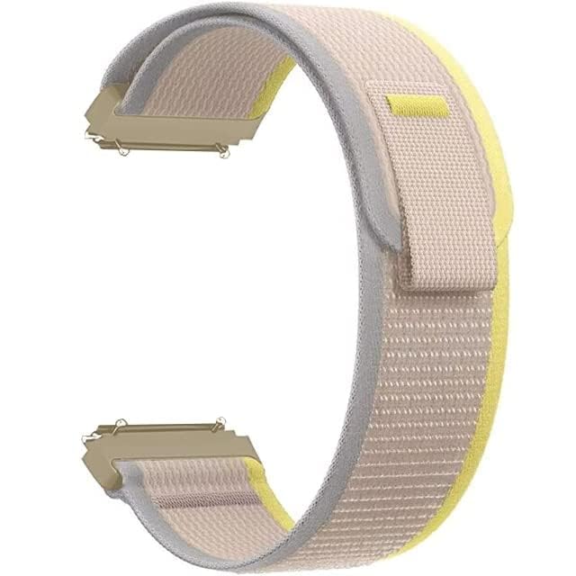 PEFKO PSS87 22MM Washable Velcro Trail Loop Bands / Straps Compatible with Noise Colorfit Pulse 2 Max / Huawei GT2(46mm) / Honor Magic Watch 2(46mm) / Noise Pulse Go Buzz / Boat Flash / Xtend / Xtend Pro / Noise Colorfit Ultra Fireboltt Rage / Fireboltt Phoenix / Noise Colorfit Pulse Grand / Noise Colorfit Pulse 2 Max Smart Watch & All 22mm lug Watches (YELLOW & BEIGE, 22MM [ TRAIL ]) - Image 1
