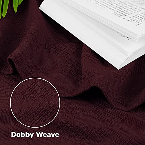 Utopia Bedding Burgundy 100% Cotton Blanket [Queen Size - 90x90 Inch] 350GSM Lightweight, Soft and Breathable Thermal Blanket for All Seasons - Image 3