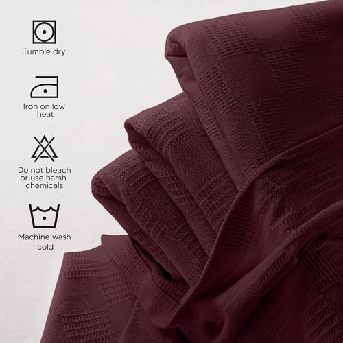 Utopia Bedding Burgundy 100% Cotton Blanket [Queen Size - 90x90 Inch] 350GSM Lightweight, Soft and Breathable Thermal Blanket for All Seasons - Image 5