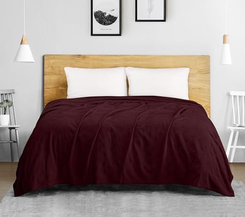 Utopia Bedding Burgundy 100% Cotton Blanket [Queen Size - 90x90 Inch] 350GSM Lightweight, Soft and Breathable Thermal Blanket for All Seasons - Image 4